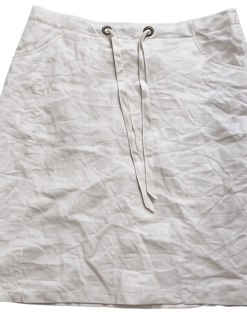 Lined Willi Smith Cream Linen Skirt with Black Label Detail